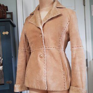 GUESS womens Suede Leather Jacket